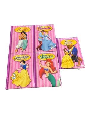 5 Disney Press Books Little Mermaid Snow White Aladdin 2002 Small Hardcover